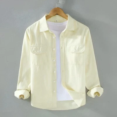 Full sleeves double pocket Shirt(Cream)