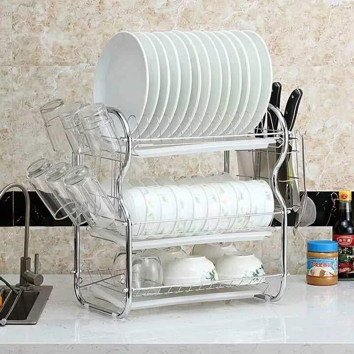 3 Layer Dish Drainer Rack Stainless Steel