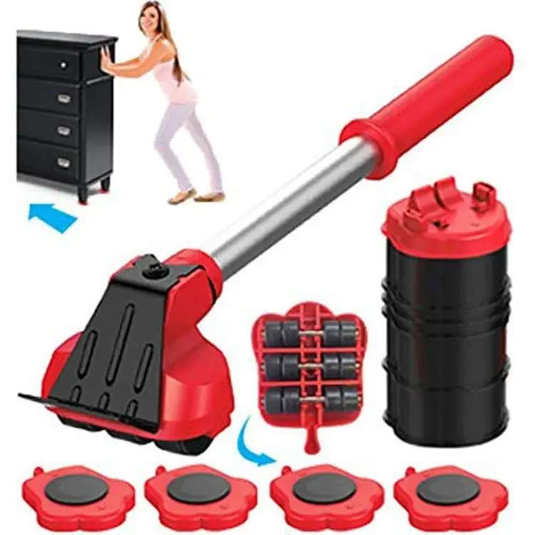 5 Piece Furniture Moving Heavy Hand Tool Set Furniture Lifter Mover for Sofa Bed Cabinet Wheel Bar + Mover Roller Transport