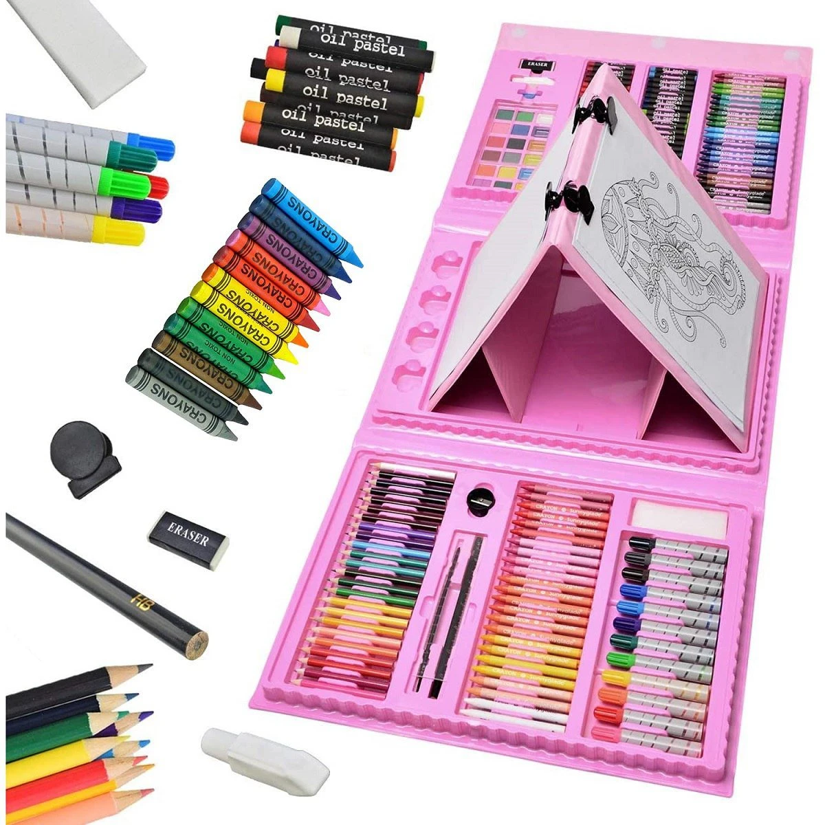 208 Pcs Art Set – Complete Drawing & Painting Kit for Kids & Artists
