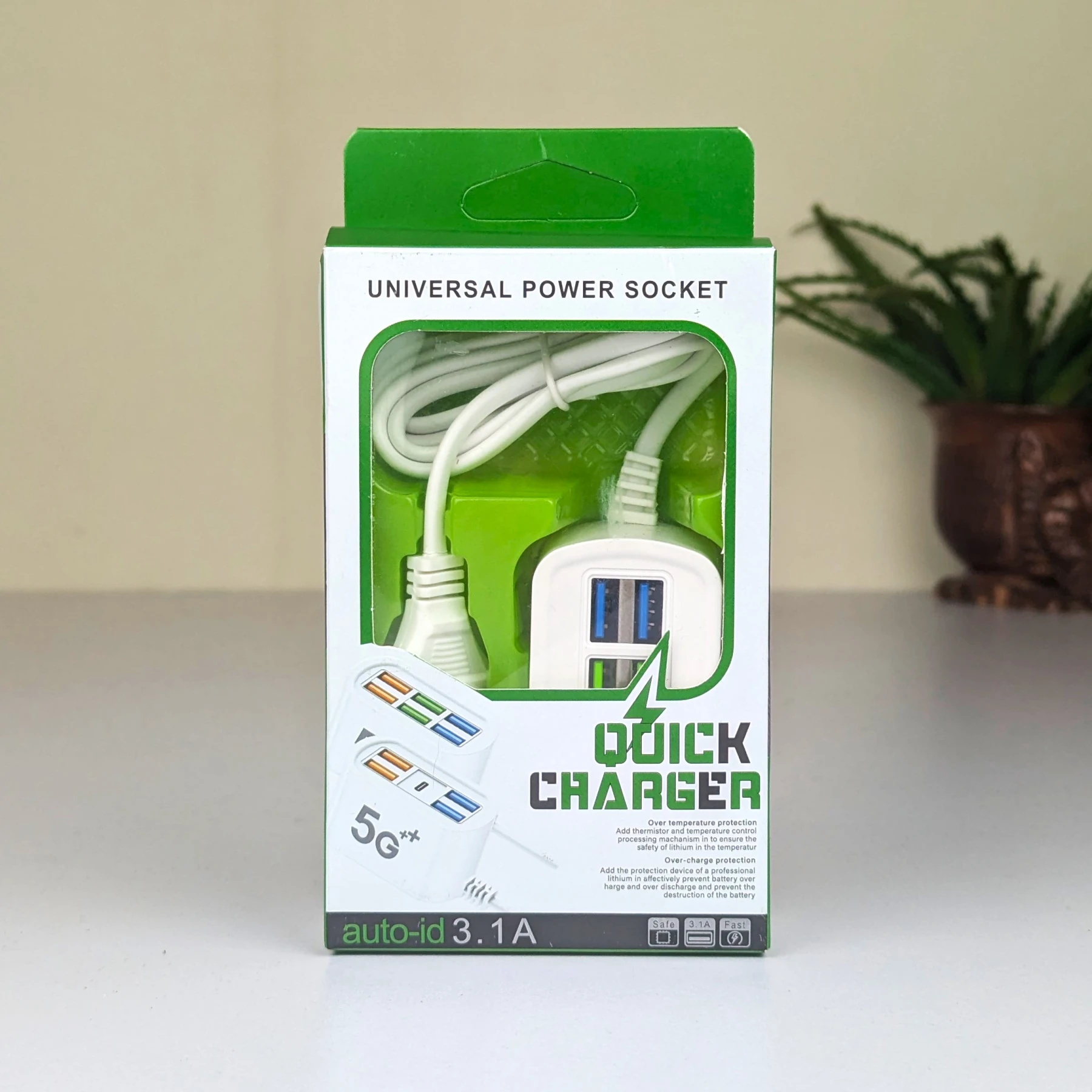 6-in-1 Charging Solution: 6U Multi-Port Charger with 3-in-1 Fast Cable