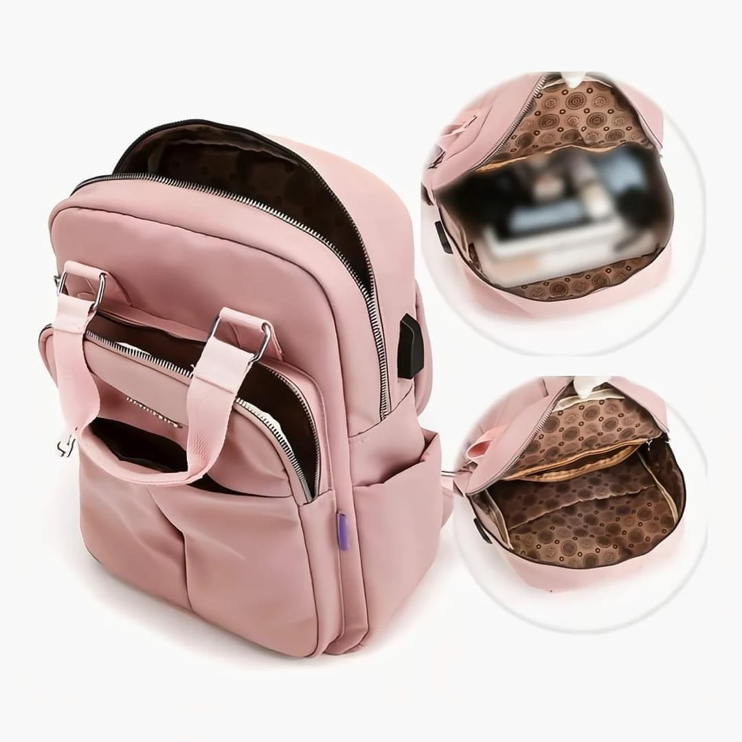 New leisure nylon ladies CHINA Bagpack (Pink)