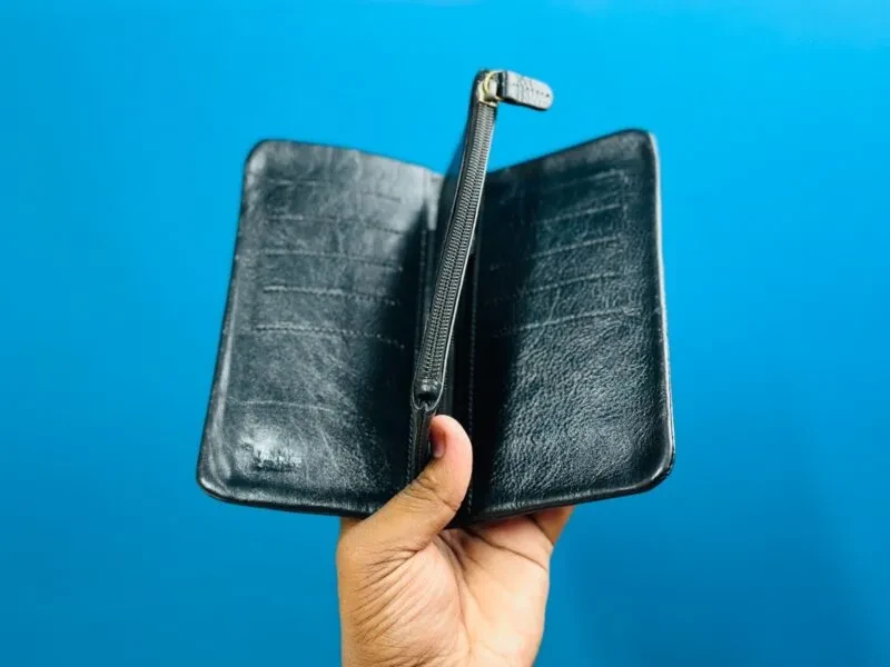 Classic Genuine Leather Trifold Long Wallet – Black
