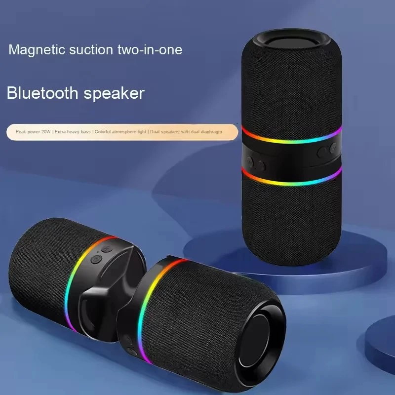 2-in-1 Magnetic Speaker Wireless Bluetooth Speaker Dazzling Split Subwoofer Wireless Bluetooth Audio RGB