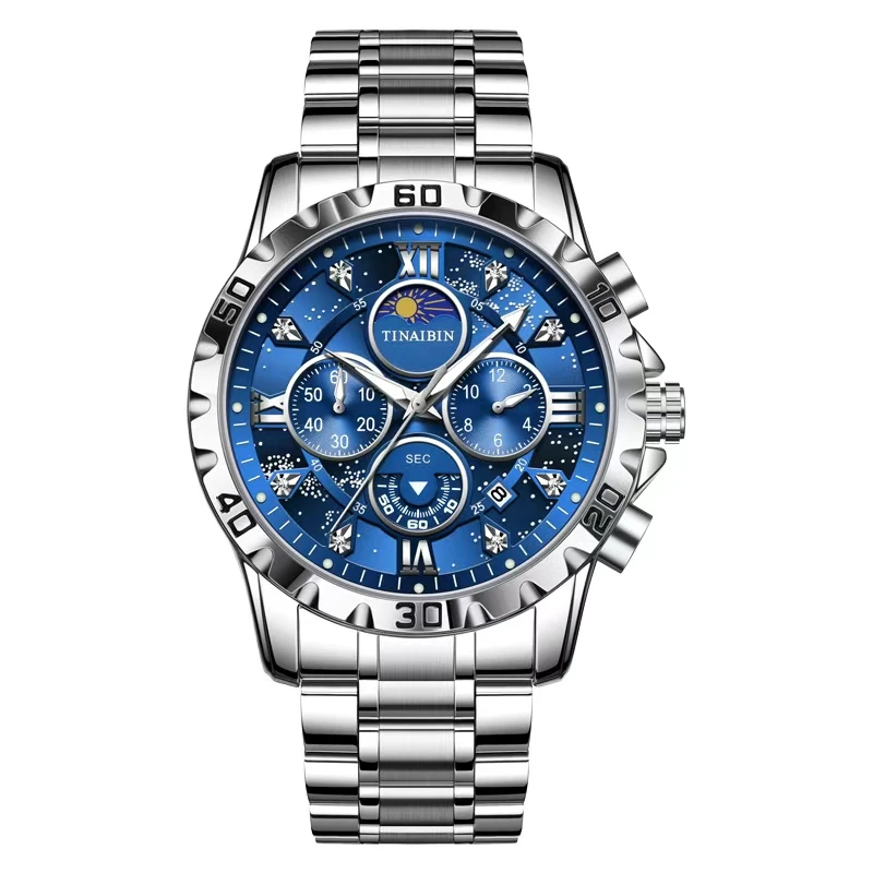 Tinaibin 6626: The Ultimate Blue Dial Multi-Function Men's Watch
