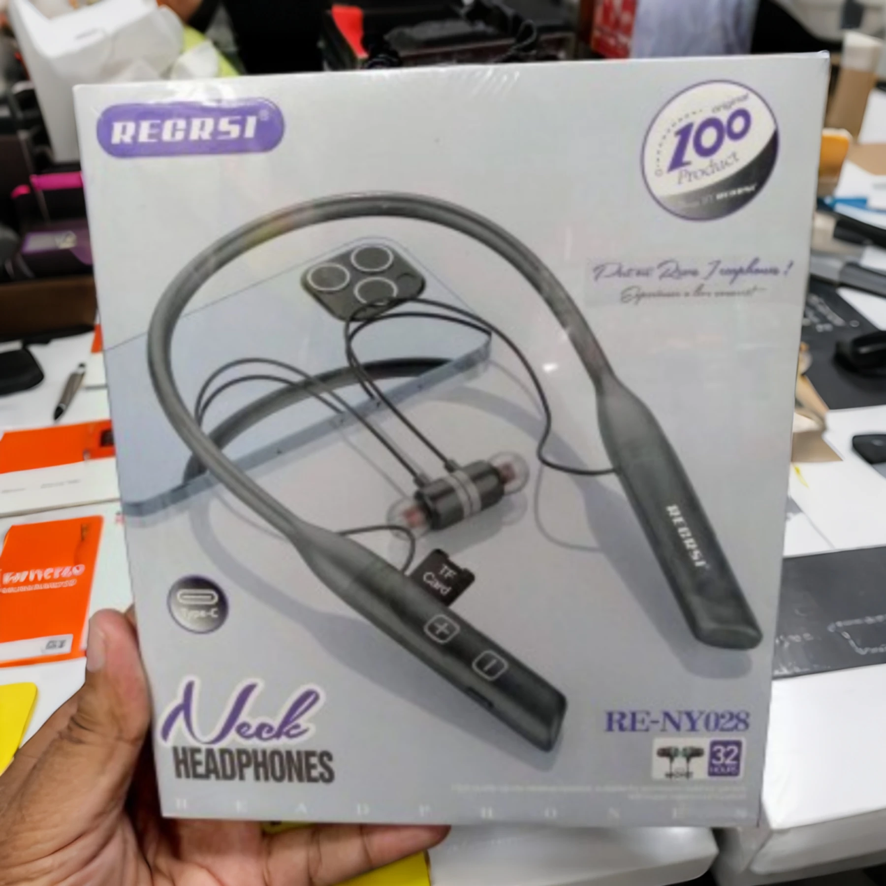 RECRSI RE-NY028 Hanging Neckband Earphone - Black
