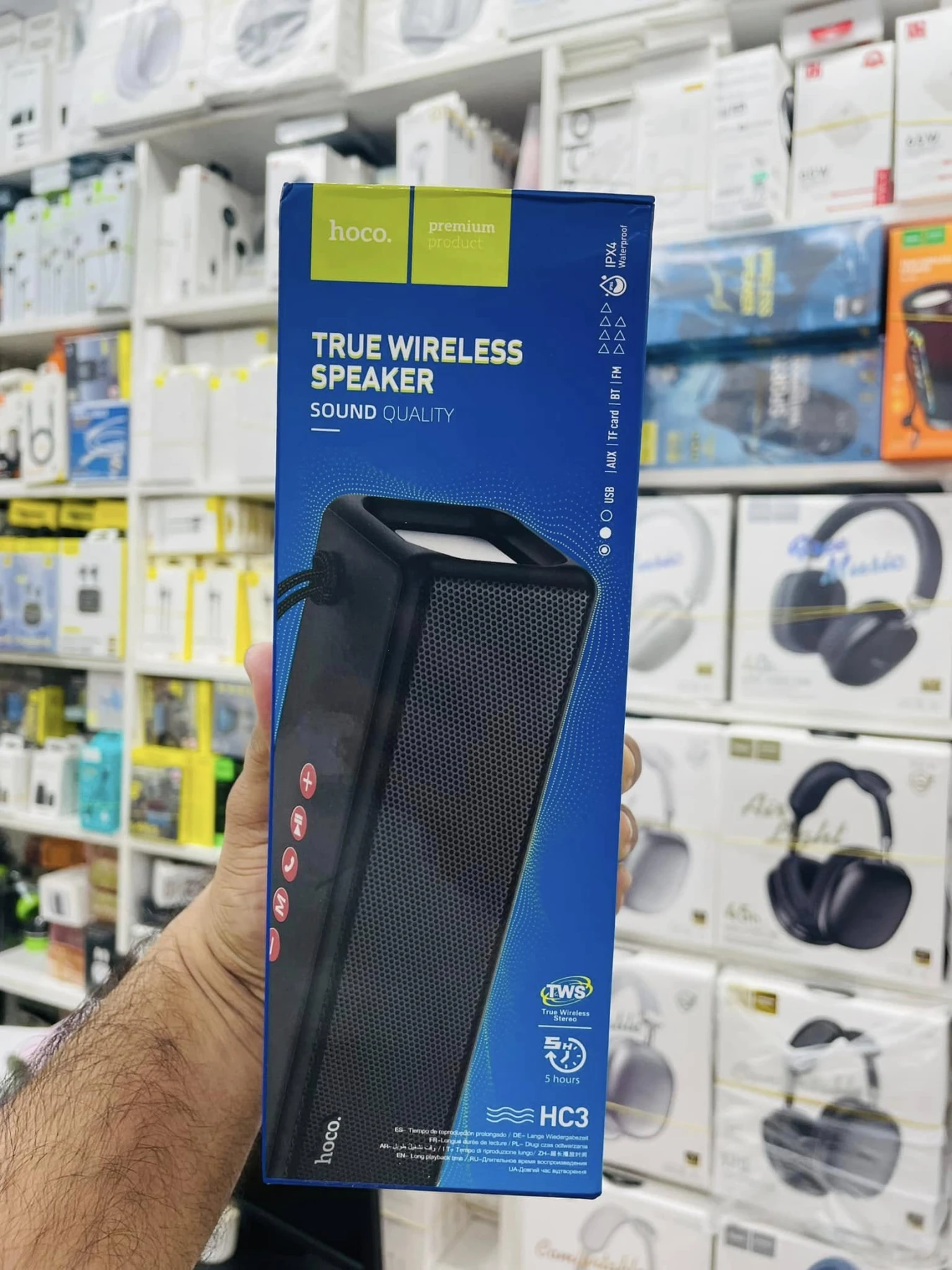 Hoco HC3 Bluetooth, TF Card, USB, AUX & FM Radio Supported True Wireless LED Flashing IPX4 Waterproof Speaker