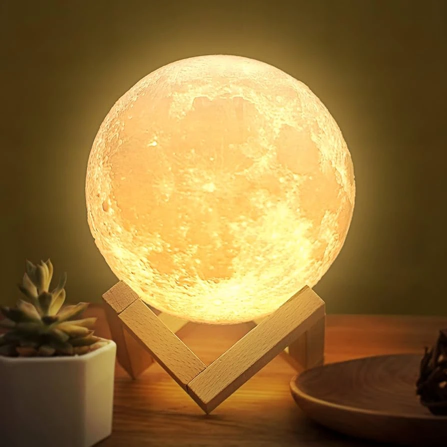 3D Led Moon Night Light lamps for Kids Gifts for Women, USB & Touch Control & Dimmable Moon Lamp with Stand, Creative Home Decoration