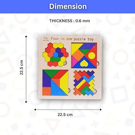 Futuristic Fashion Wooden 4-in-1 Montessori Tangram Puzzle Set
