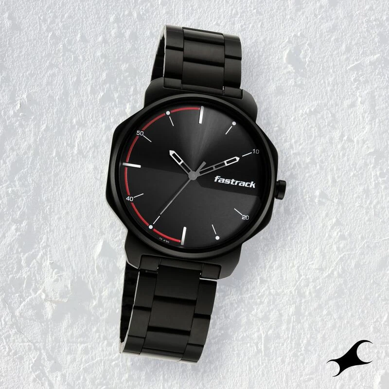 Fastrack NS3254NM01 Stunners Quartz Analog Black Dial Metal Strap Watch