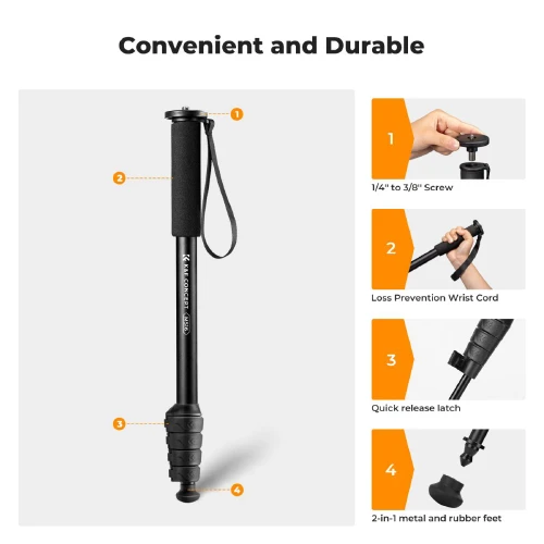 K&F Concept KF09.138 Lightweight Aluminum Portable Professional Monopod