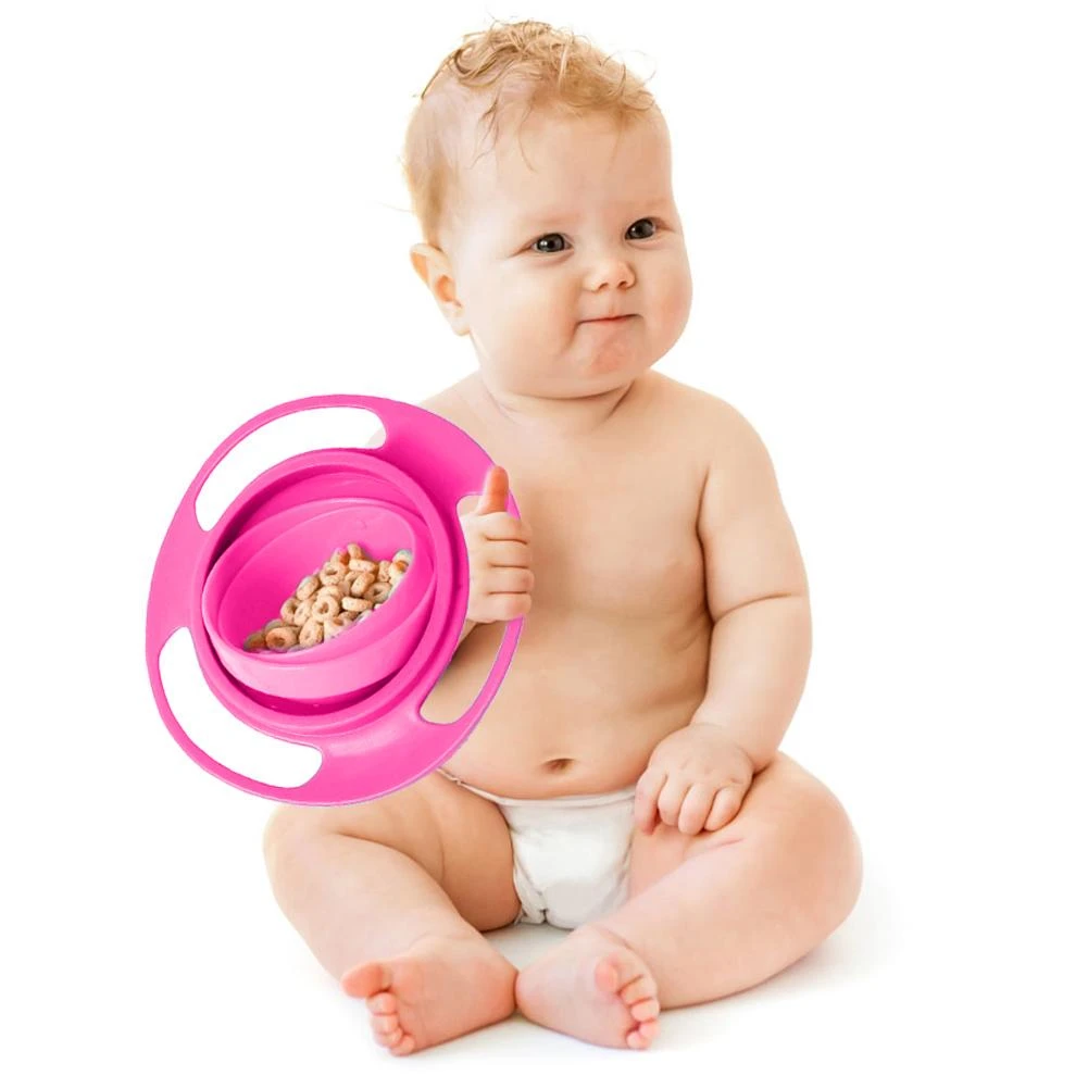 1pcs Multicolor Gyro Bowl 360 Rotate Baby Spill-Proof Feeding Cute Baby Gyro Bowl Universal Food-grade PP Dishes New Tableware
