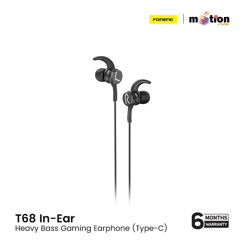 FONENG T68 Type-C In-Ear Heavy Bass Wired Earphone