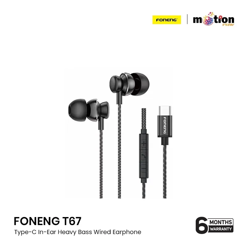 FONENG T67 Type-C In-Ear Heavy Bass Wired Earphone