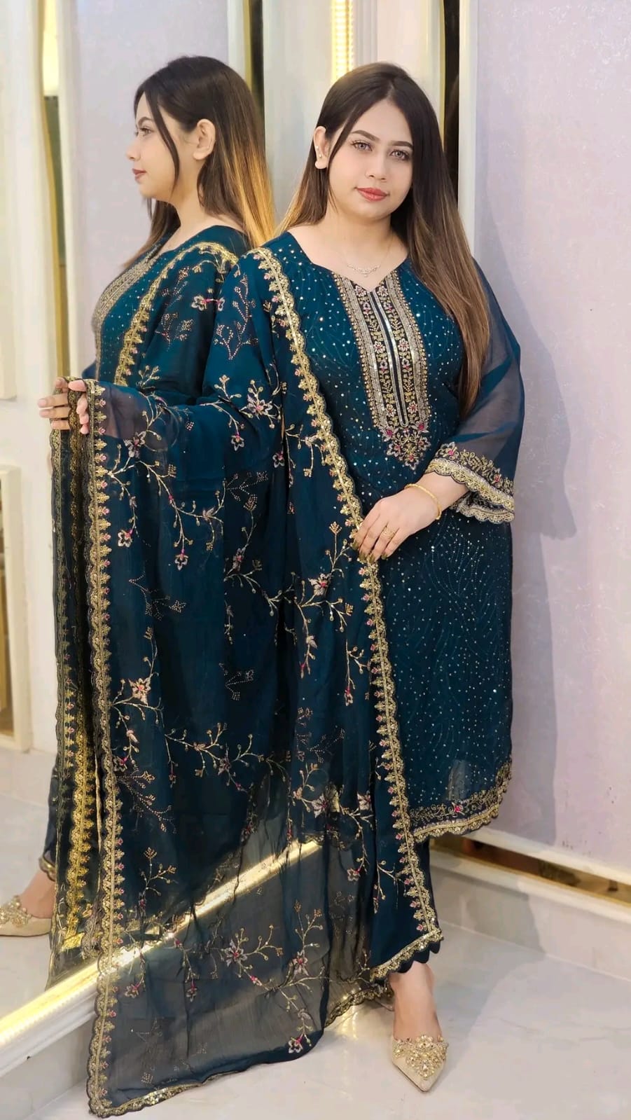 Georgette Embroidered Four-Piece Set