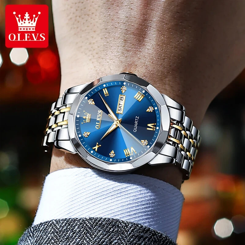 OLEVS 9931G New Exclusive Design Quartz Watch for Men Nevy blue