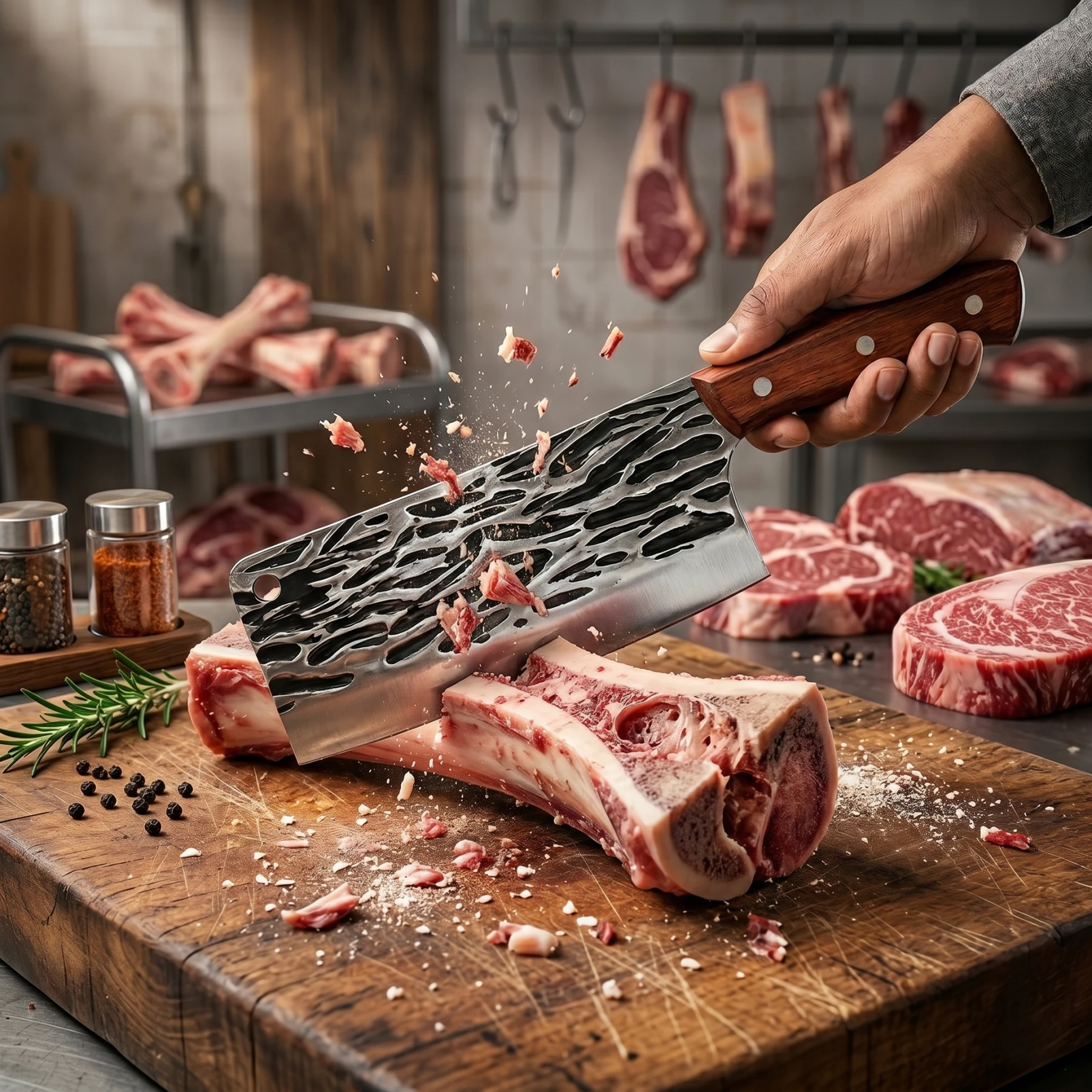 Master Your Kitchen: Premium Hammered Finish Chef's Cleaver