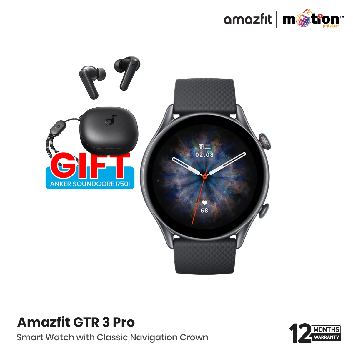 Amazfit GTR 3 Pro Smart Watch with Classic Navigation Crown