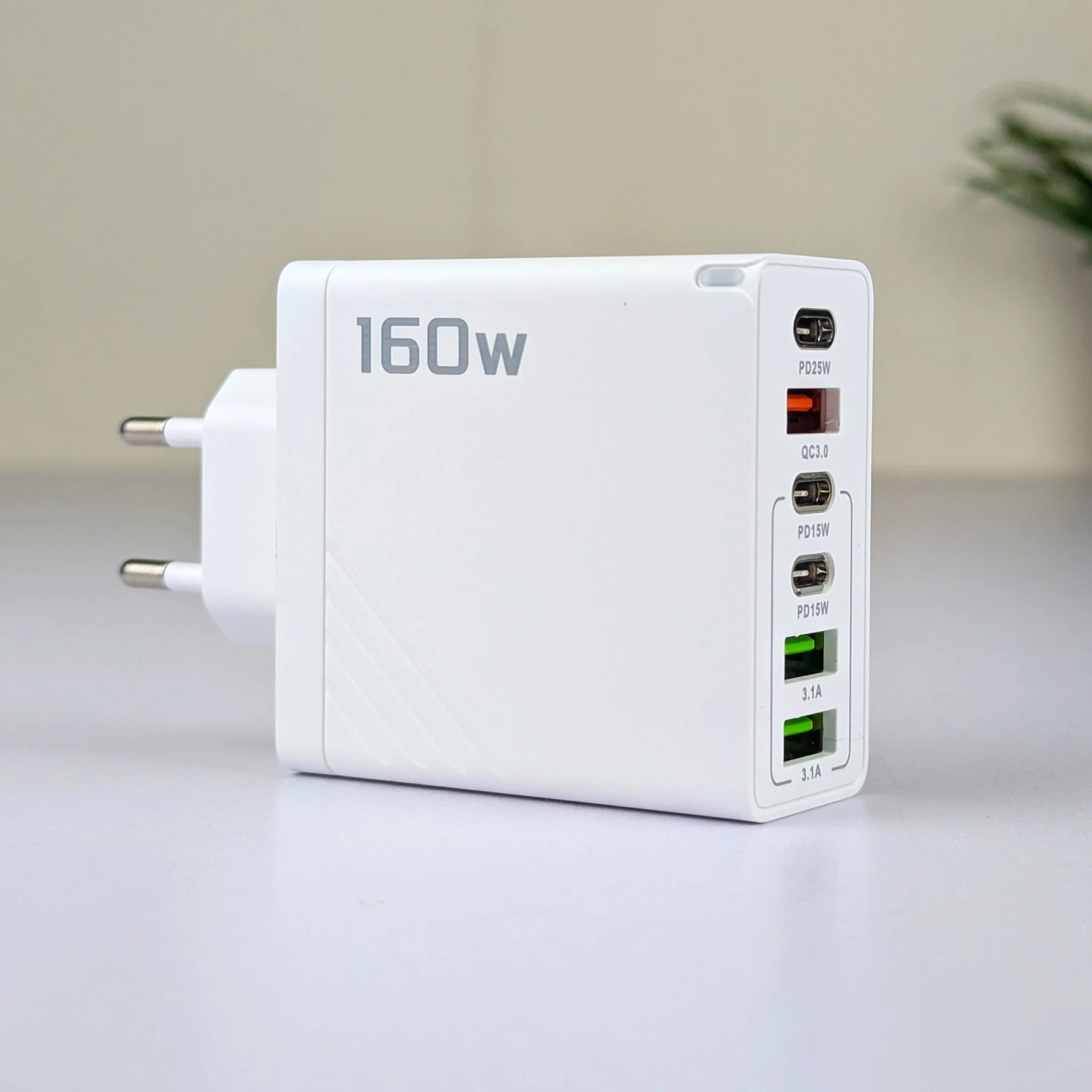 160W Super Fast Multi-Adapter: Ultimate GaN Charger with 6 Ports & Lightning Cable