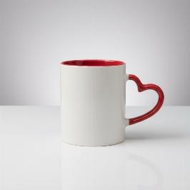Heart Color Round Handle Coffee, Tea, Water Mug, Add Photo Text Logo Picture Image