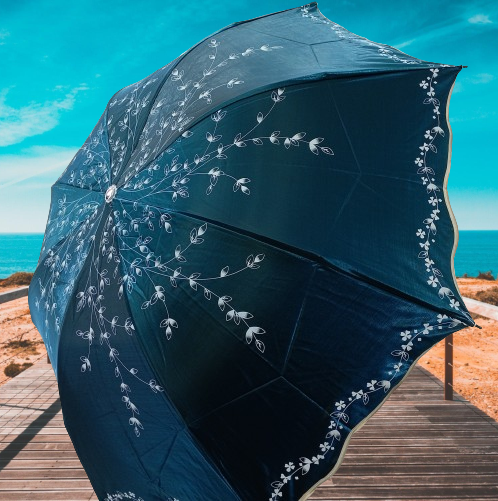 Ladies Fashionable And Elegant Anti Uv Sunshade Print Border Lace Umbrella