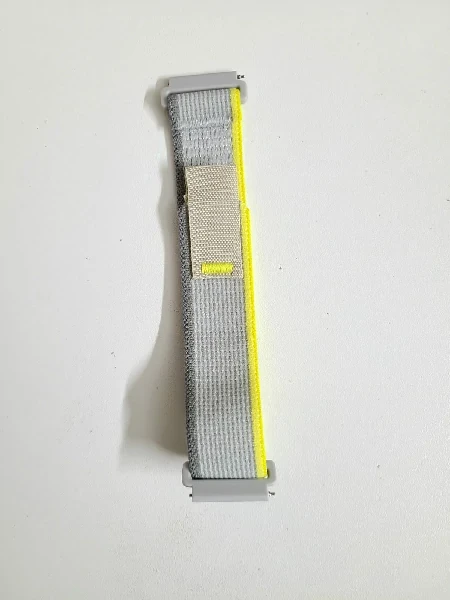 Pin Lock Dual Color Fabric Stap For Smart Watch-20mm -Ash+Yellow Color