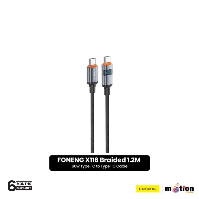 FONENG X116 Braided 1.2M 60w Type- C to Type- C Cable