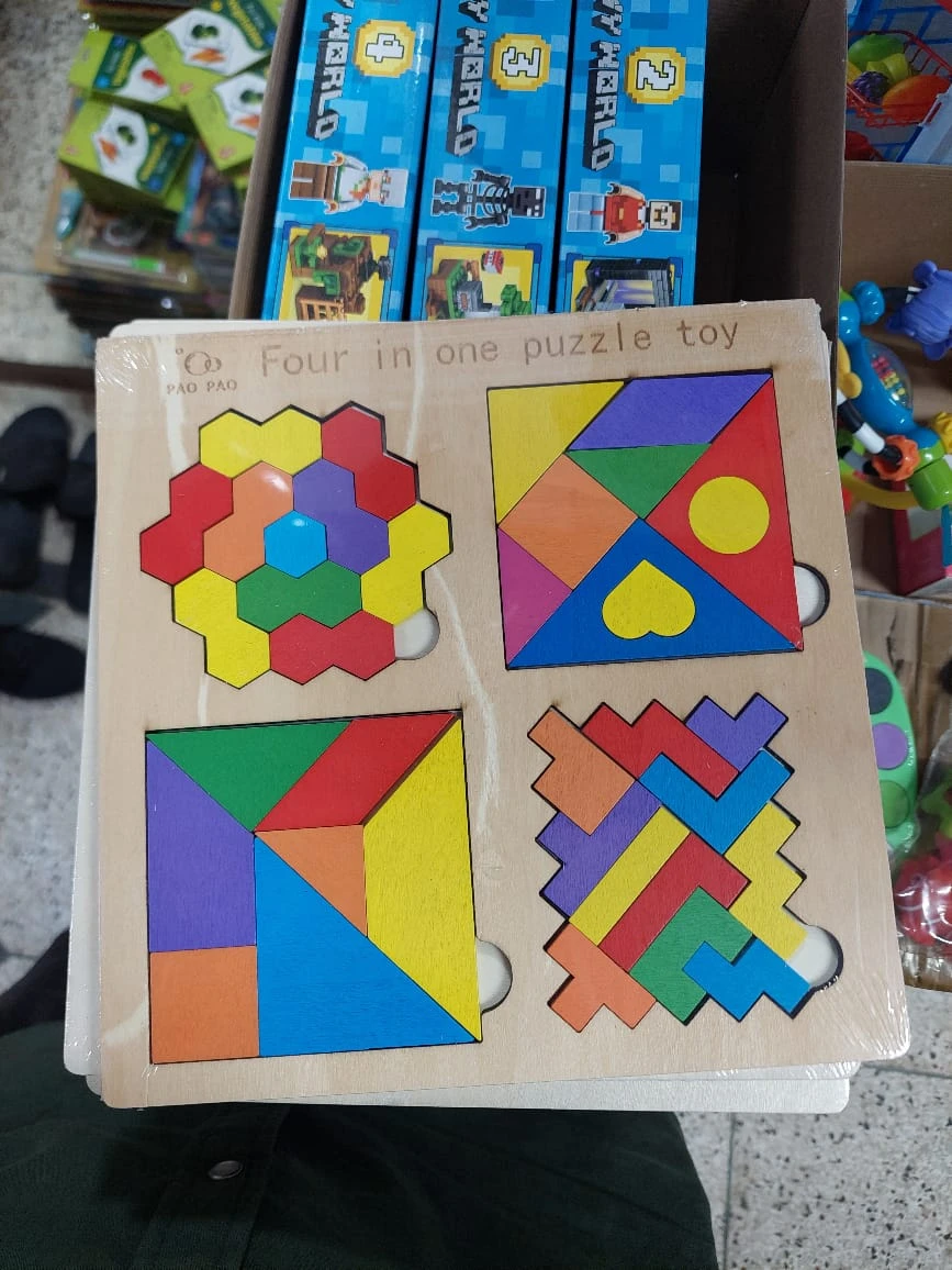 Futuristic Fashion Wooden 4-in-1 Montessori Tangram Puzzle Set