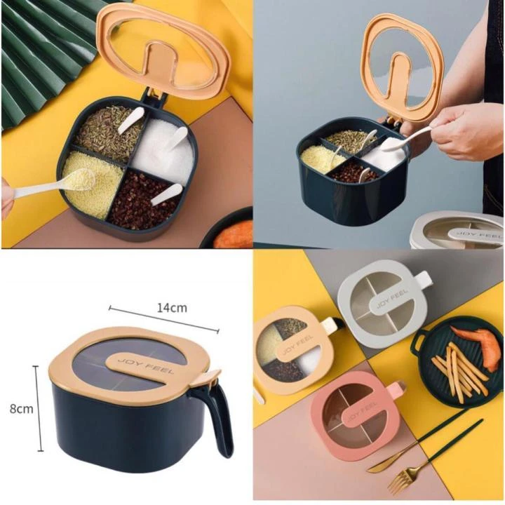 Plastic 4 Containers Spice Box - Multicolor