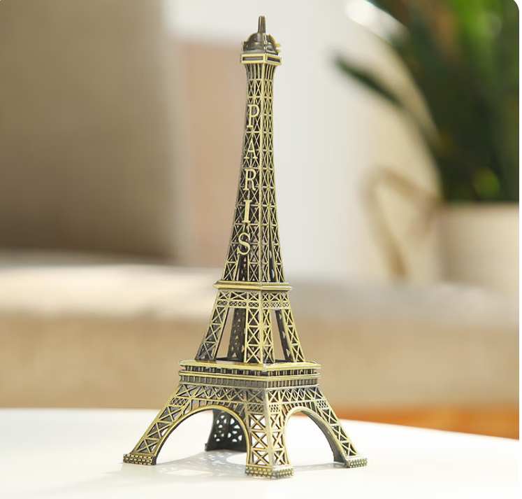 World Map 3D Rotating Glove Decoration Bronze Color & Eiffel Tower Metal Showpiece Decoration Gift