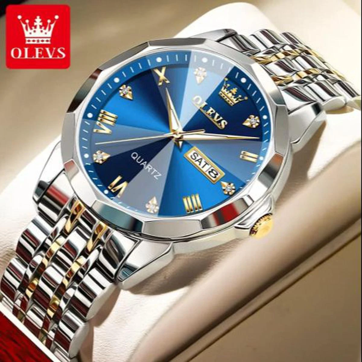 OLEVS 9931G New Exclusive Design Quartz Watch for Men Nevy blue