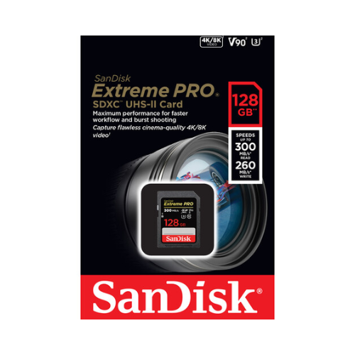 SanDisk 128GB 300MBPS Extreme PRO UHS II SDXC Memory Card