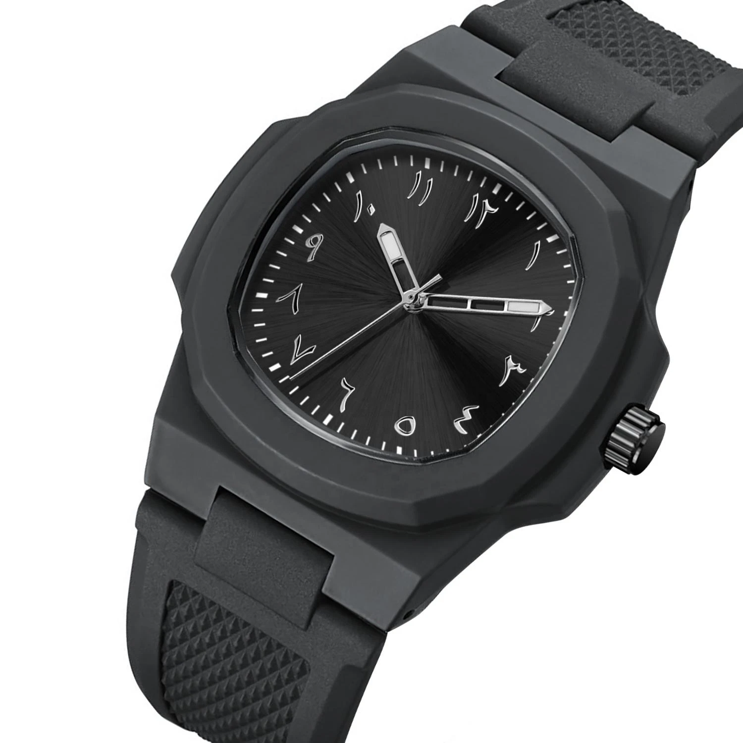 Custom Logo Arabic Dial Square Quartz Wristwatch – Luminous, Waterproof, Silicone Strap