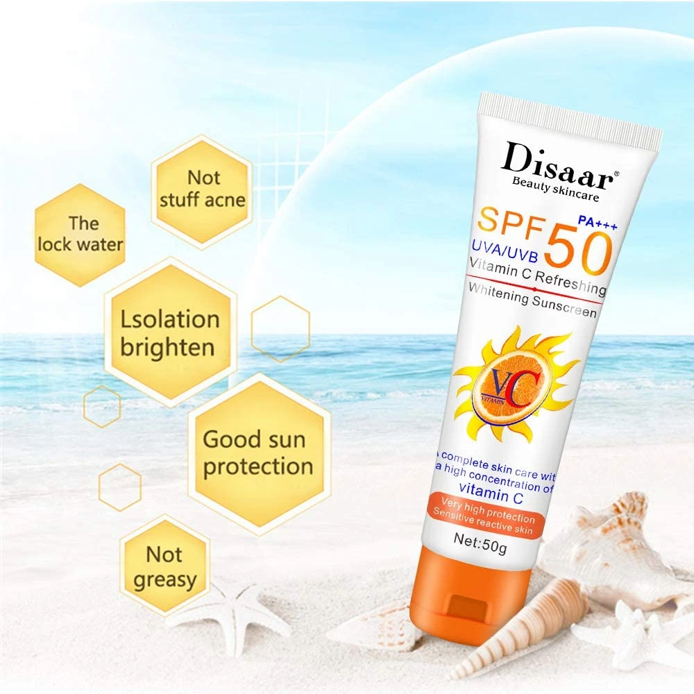 Sunscreen & Aftersun Cream - Disaar Vitamin C Sunscreen SPF50 PA+++ 50gm Oil Free Sunscreen Instant High Protection Sunblock Cream