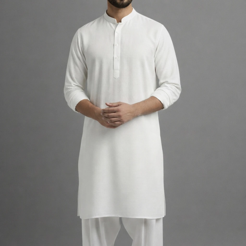 10 Pcs White Solid Punjabi Combo