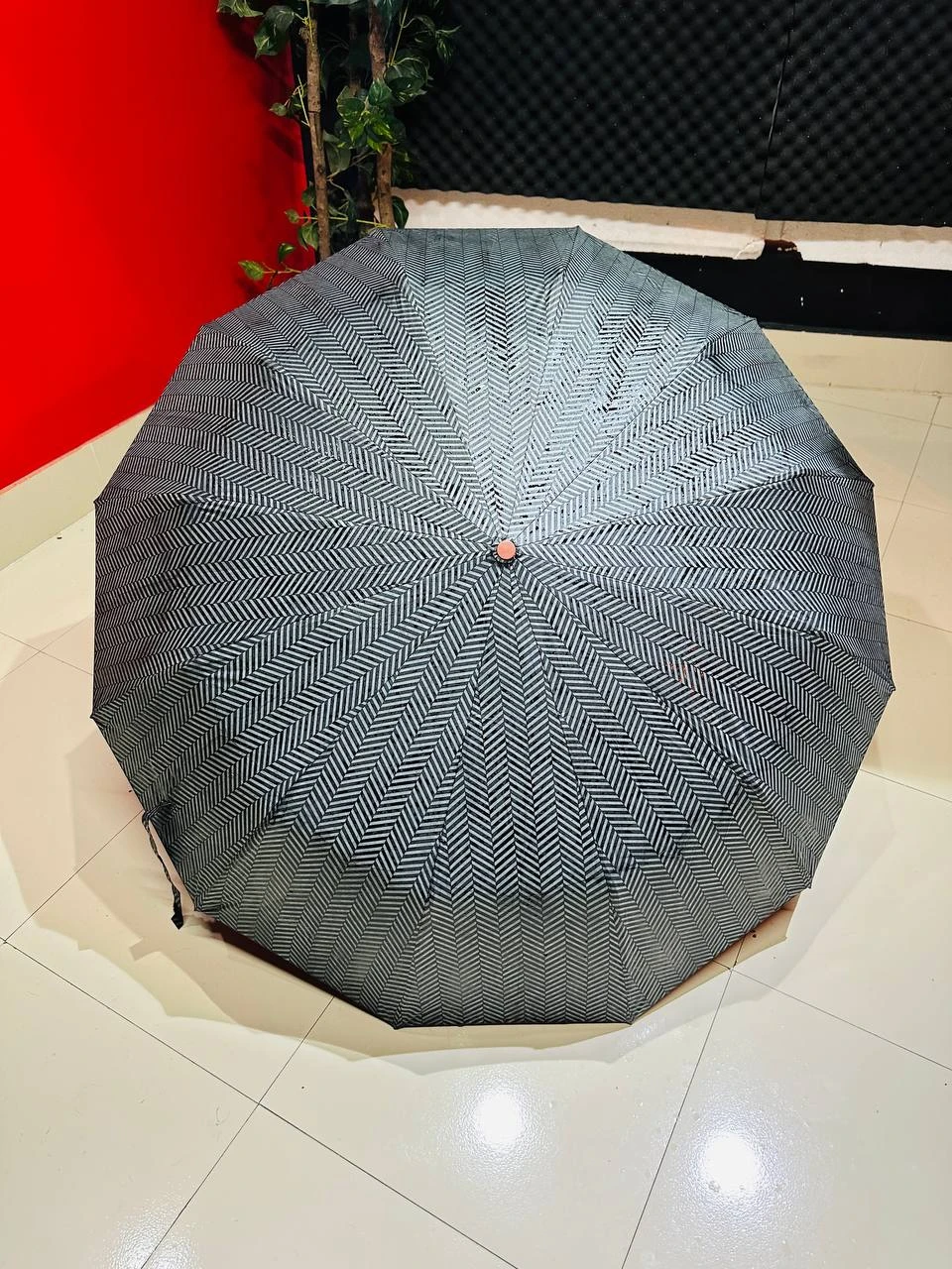Premium 12-Ribs Automatic Open/Close Wooden colour Handle Umbrella