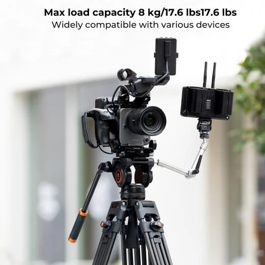 Tripod K&F 09.147 72"/1.8m Video Tripod Aluminum Transverse Center Column 17.6lbs/8KG with Fluid Head, for DSLR Camcorders Camera VA18+ VH081