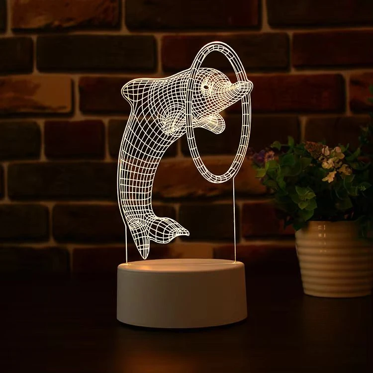 GearUP Acrylic Multicolor Night Lamp Black(Dolphin) – 20 pcs