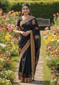 Premium Embroidery Semi Moslin Sharee
