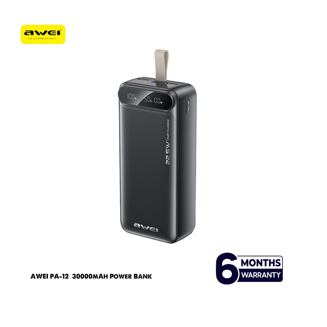 Awei PA-12 30000mah 22.5W PD Supported Fast Charging Powerbank