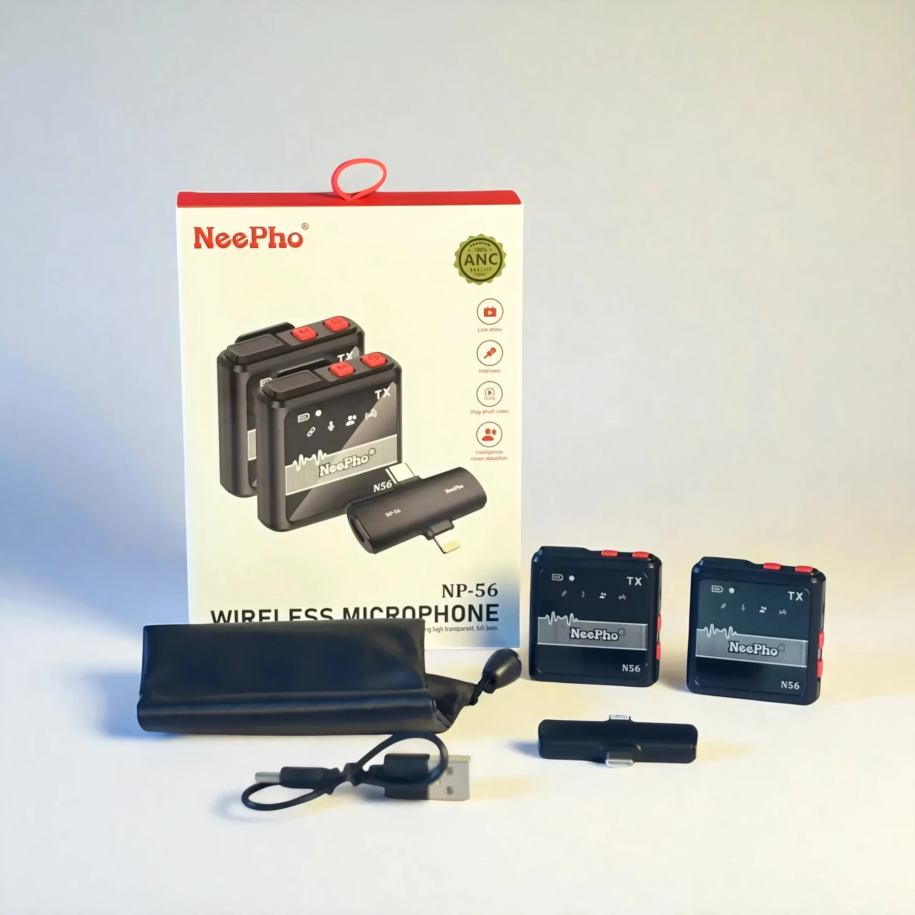 NeePho NP-56 Type C and Lightning Two-in-One Wireless Microphone