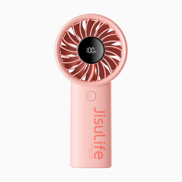 JisuLife Handheld Fan Life4 — 5000mAh Battery, 5-Speed Turbo Wind, LED Display, Long-Lasting 15H Cooling Fan