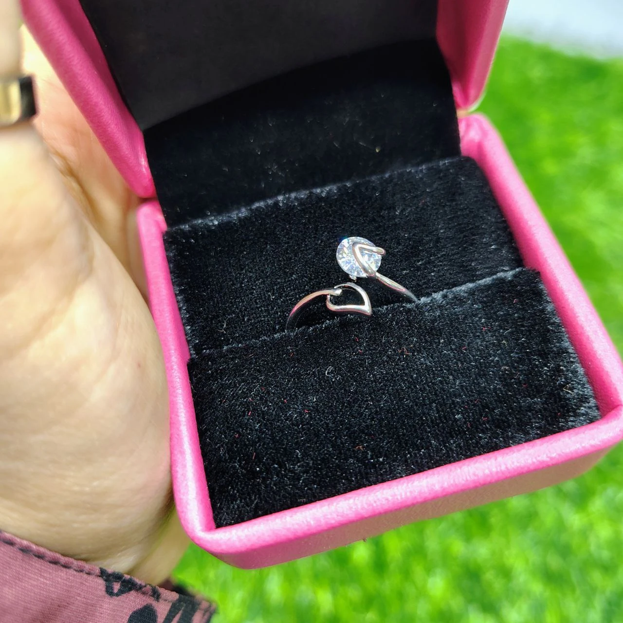 Spinning Heartstone Adjustable Ring