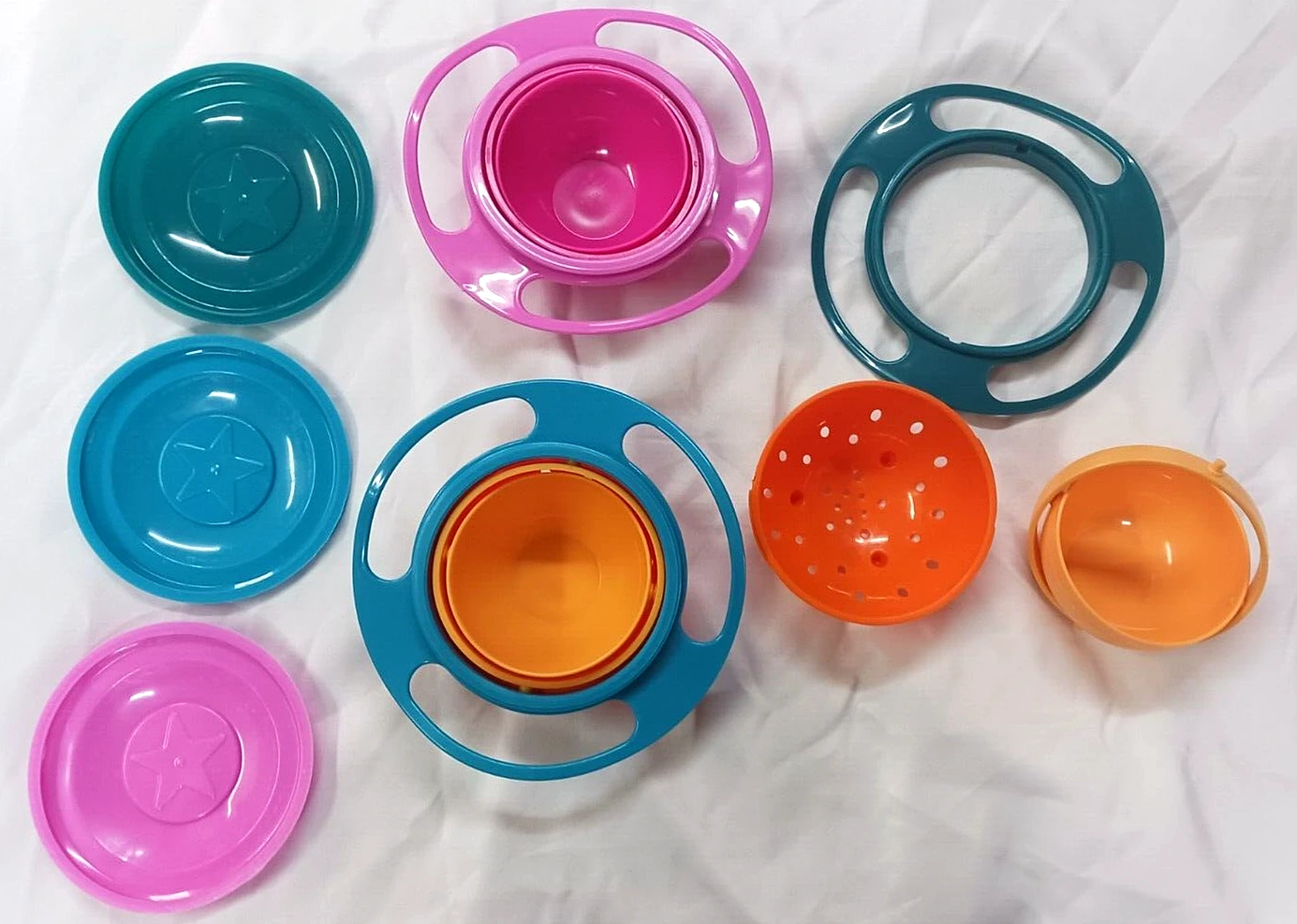 1pcs Multicolor Gyro Bowl 360 Rotate Baby Spill-Proof Feeding Cute Baby Gyro Bowl Universal Food-grade PP Dishes New Tableware