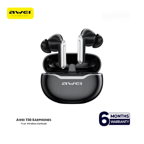 Awei T50 Wireless Headphones Bluetooth 5.3 Earbuds With Mic ( 6-Month Official Warranty )