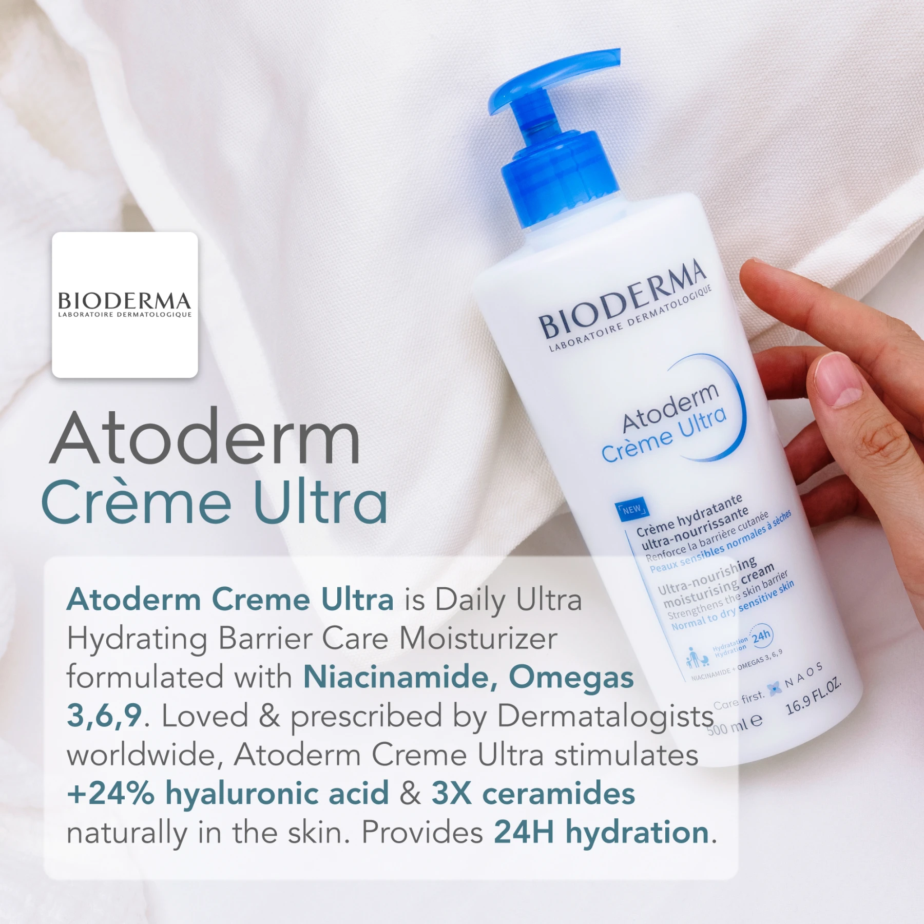 Bioderma Atoderm Creme Ultra 500ml Ultra-Nourishing Moisturizing Cream For Normal To Dry Sensitive Skin