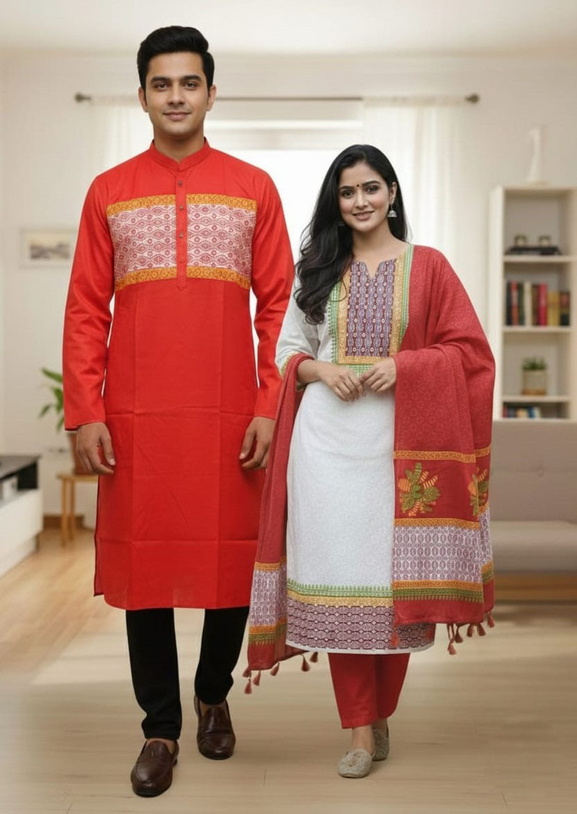 Panjabi Three Piece Couple Set