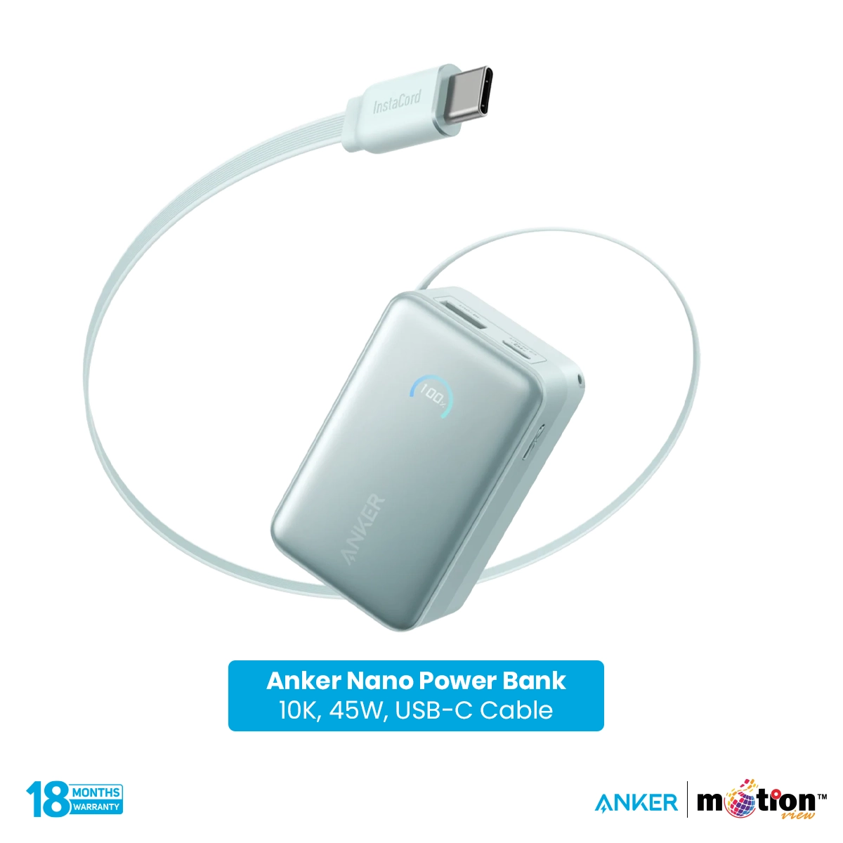 Anker Nano 45w 10000mAh Power Bank (Built-In Retractable USB-C Cable)