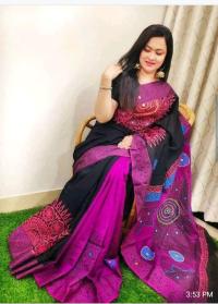 হ্যান্ডপ্রিন্ট হাফসিল্ক শাড়ী