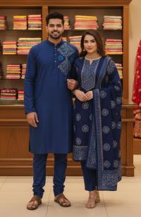 Panjabi Three Piece Couple Set